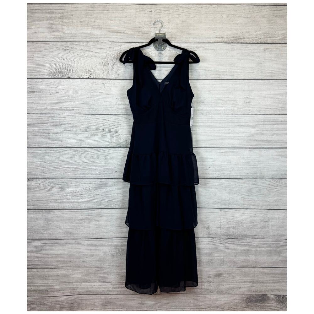 Julia Jordan Navy Tie Strap Tiered Ruffle Cocktail Dress Size 10